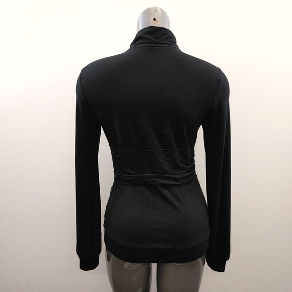 Foxy Jeans Women's Full Zip Jacket Size Medium Black Long Sleeve Mock Neck - Picture 3 of 3